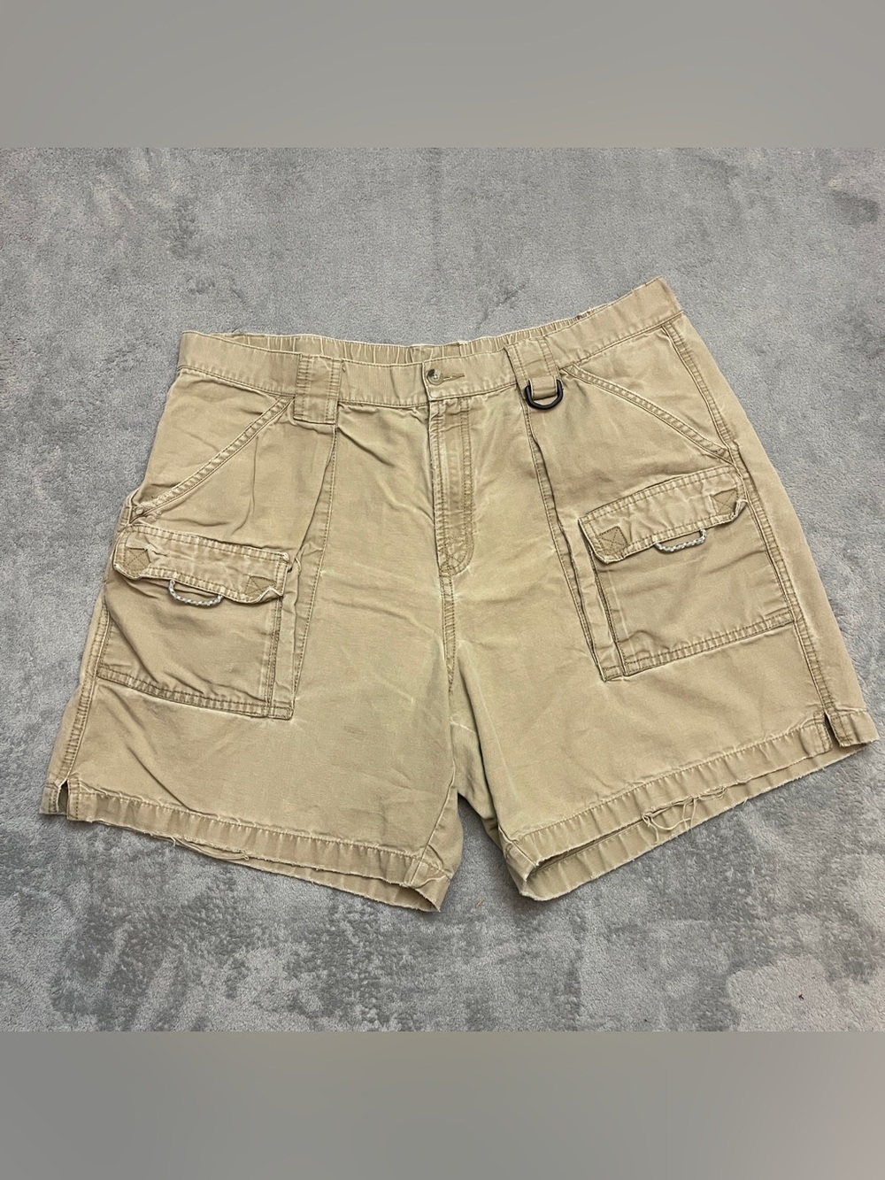 VTG Columbia PFG Fishing Shorts Men XL 6" Tan Canvas Cargo Utility
